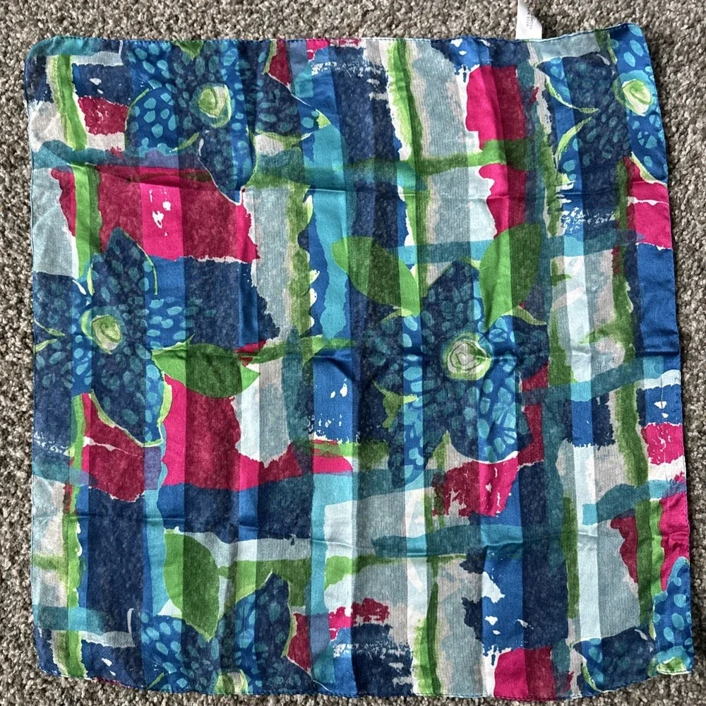 Colorful Sheer Floral Scarf Made‎ In Italy 20